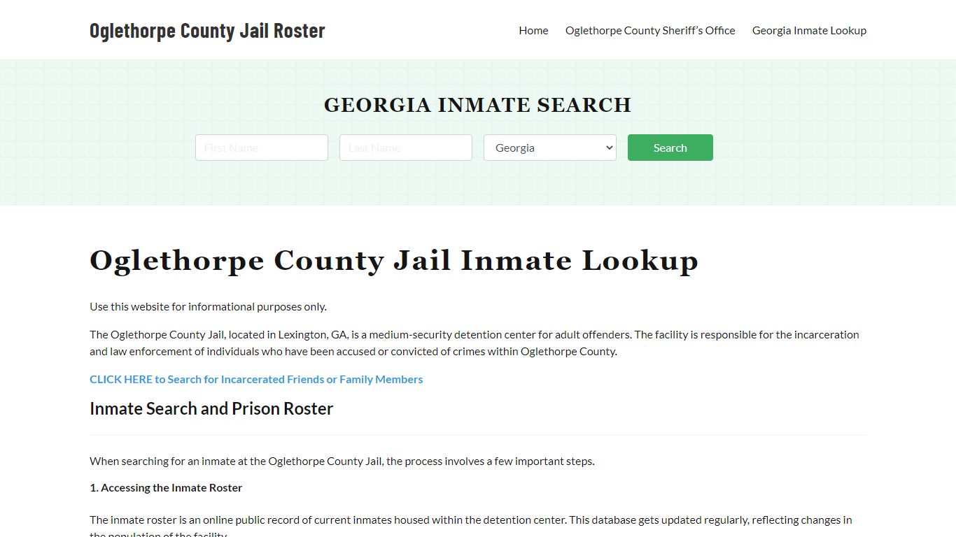 Oglethorpe County Jail Roster Lookup, GA, Inmate Search